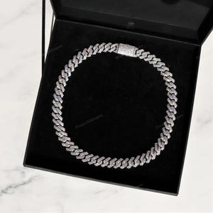 12MM Pass Diamonds <b>Tester</b> 925 Sterling Silver VVS Moissanite Full Iced Prong Cuban Link Men's White/Yellow/Rose <b>Gold</b> Necklace - Product Image 4