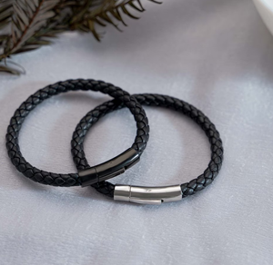 Bracelet en cuir gravé pour papa, Bracelet en cuir personnalisé, Bracelet marron noir à message caché, Bracelet de surfeur pour homme personnalisé - Product Image 2