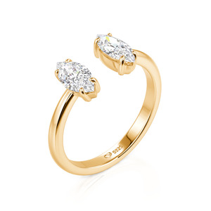 แหวนเปิดประดับเพชรทรงมาร์คีส์เคลือบทองคำสีกุหลาบสองเม็ดจาก Jeulia - Product Image 2