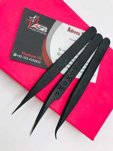 Professional Black Heart-Engraved Stainless Steel <b>Eyelash</b> Extension Tweezers Sustainable Beauty <b>Applicator</b> Strong Grip Pointed - Product Image 6