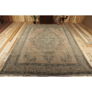 Turkish 9,5x13,1 ft Rug, Oversize Vintage Rug, <b>Brown</b> Blue Persian <b>Wool</b> Rug - Product Image 1