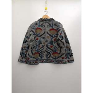 New TNT Fabric Suzani Embroidery <b>Reversible</b> <b>Jacket</b> Lightweight Quilted Short Thin Boho Outerwear for Spring Autumn PU Suede - Product Image 5