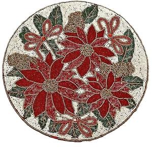 Eco-friendly <b>Glass</b> Beaded Coaster <b>Placemat</b> Handcrafted Floral Shaped Design with Rosette Tipi Beads Customizable Coaster Set - Product Image 3