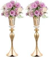 Vase de table en laiton moulé et support à fleurs en fer pour centre de table de mariage et décoration de table de fête d'anniversaire - Product Image 4