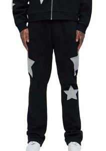 2025 100% Cotton Fleece Two Piece <b>Applique</b> Patch zip up Embroidered Flared Tracksuit Streetwear Oversized Acid Wash Tracksuit - Product Image 5