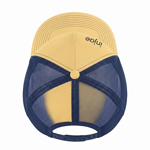 Injae Yellow <b>Navy</b> Mesh Trucker <b>Hat</b> 6-Panel Adjustable Casual Outdoor Common Cap Spring Summer Unisex Snapback - Product Image 6