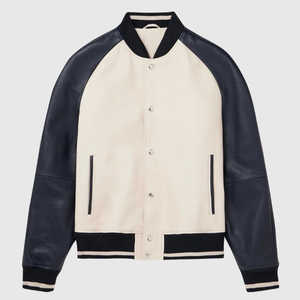 Chaqueta de bombardero unisex de marca de lujo para hombre, chaqueta de satén ajustada de cuero con cremallera, chaquetas personalizadas de béisbol universitario con botones para hombre - Product Image 2