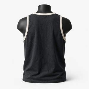 Camiseta sin Mangas de Algodón Negra para Hombre con Estampado de Letras Blancas, Cuello Redondo, Estilo Casual - Product Image 2