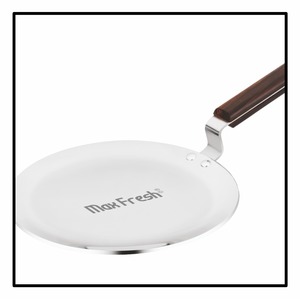 Poêle Maxfresh Triply Concave avec manche en bois de rose, ustensiles écologiques, design moderne et luxueux, en acier inoxydable non revêtu - Product Image 2