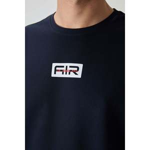 Camiseta Azul Marino 100% Algodón para Hombre, Corte Holgado con Textura Gruesa y Tela Jersey Estampada-88367 - Product Image 5