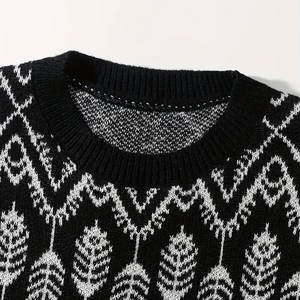 Pulls pour hommes en tricot à col ras du cou en coton et laine avec logo personnalisé Pull en tricot à motif de personnage surdimensionné pour hommes - Product Image 3