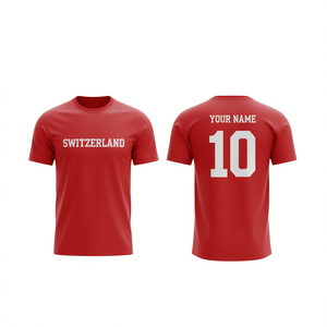 Set di Maglie da Calcio Personalizzabili Ispirate alla Svizzera, Rosso e Bianco, per Tifosi, con Nome e Numero, Prodotto Accessorio - Product Image 2