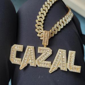 Hip Hop Moissanite amarillo chapado en oro Ice Out colgante para hombre fino redondo y Baguette corte diamante colgantes plata esterlina 925 - Product Image 5