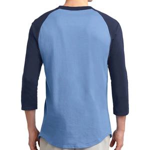 Camiseta raglán de cuello redondo de manga para hombre deportiva bordada personalizada de alta calidad - Product Image 2