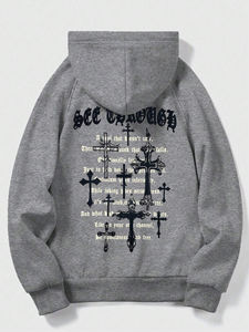 Pull-over à capuche en coton 100% pour hommes, sweat-shirt en polaire confortable avec logo personnalisé imprimé, saison d'hiver, col à capuche - Product Image 4