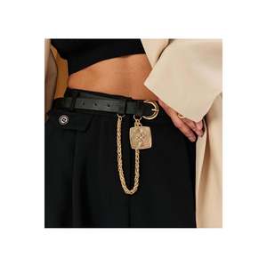 King <b>Chain</b> Medallion Detail Women's <b>Trouser</b> Belt, Jacket Belt, Dress Belt, Shirt Belt - BLACK - Product Image 2