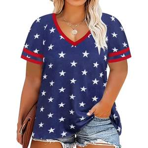Drapeau américain Design artistique T-Shirt unisexe à manches courtes en coton et polyester vente en gros en vrac style jour de l'indépendance patriotique - Product Image 1