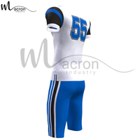 Proveedor Principal de Ropa Deportiva Blanca y Azul, Uniforme de Fútbol Americano para Adultos con Logotipo y Diseño Personalizados Impresos por Sublimación, Buena Venta