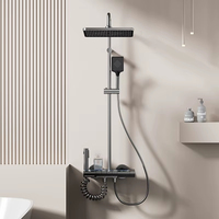 Ensemble de robinet de douche avec pistolet de douche à affichage numérique, massage atmosphérique, finition céramique polie, jet de pluie doux, touches de piano, pulvérisation de bain