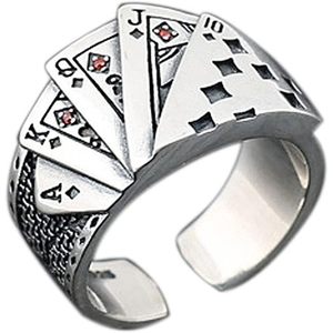 GAUEIOUR Premium lega di Poker anello con Design aperto regolabile Hip Hop stile gotico filo Vintage stile gotico per giocatori fortunati - Product Image 6