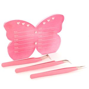 Butterfly Shape <b>Acrylic</b> Lash Tile With Magnet Tweezers Holder Lash Palette Eyelash <b>Glue</b> Tray for Eyelash Extension - Product Image 2