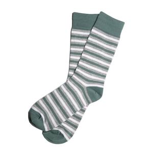 ODM High Quality <b>Men's</b> Business Casual Crew <b>Socks</b> Sage <b>Green</b> Striped Cotton Dress Anti-Bacterial Vietnam Factory Wholesale - Product Image 1