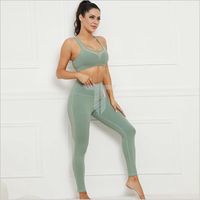 Conjunto Deportivo de Dos Piezas para Mujer: Leggings de Cintura Alta Elásticos y Transpirables con Sujetador Deportivo para Yoga y Running