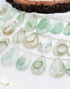 Cuentas de Cuarzo Fantasma Facetadas en Forma de Gota, 8 Pulgadas, Naturales, para la Elaboración de Joyería Fina, Piedras Preciosas - Product Image 1