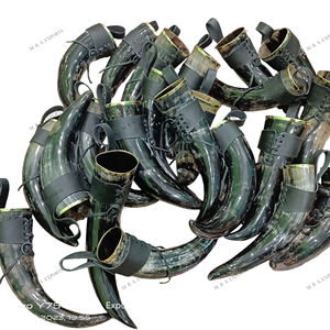 Corne à boire Viking Buffalo de 500 ml avec bordures en laiton et étuis en cuir, corne à boire naturelle en buffle, prix de gros - Product Image 6