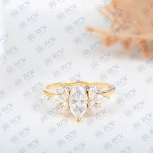 1.00 CTW Marquise Cut Art Déco Moissanite Bague en diamant pour femme Anniversaire Cadeau Bande pour l'amour - Product Image 1