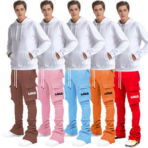 ชุดวอร์มขาบานสำหรับผู้ชายชุดวอร์มกางเกงมีฮู้ดแบบปรับแต่งได้พิมพ์ลายได้ตามต้องการ - Product Image 1