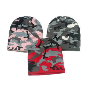 Gorro Jacquard con estampado personalizado, gorro de punto de camuflaje para invierno, gorro de lana al aire libre para ciclismo, gorro Jacquard de camuflaje sin puños - Product Image 2