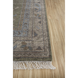 Tapis noué à la main en laine verte thym, motif médaillon, 9x12, rectangulaire, pour couloir, puzzle, pour adolescents, pour décorations de salon Rgs-1282 - Product Image 4