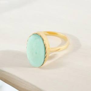 แหวนเงินสเตอร์ลิงประดับคริสโซเพรสพลอยคาลซิโดนีประดับ925อัญมณีสีทองรูปวงรีธรรมชาติสวยงาม - Product Image 2