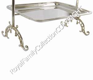 Support de gâteau en argent Sheffield de Style classique inspiré de la famille royale 3 supports rectangulaires en métal pour la décoration intérieure et les restaurants - Product Image 2