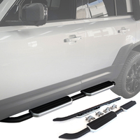 Marchepied latéral en aluminium de haute qualité pour Defender110 2020 - Noir complet/Argent+Noir, installation facile, tout-terrain et usage quotidien