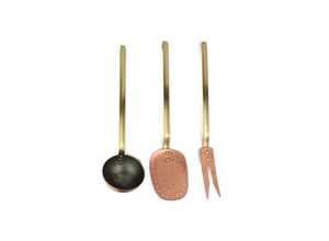 <b>Copper</b> Cooking Utensils Set Long Handle <b>Copper</b> Spatula Ladle Skimmer Spoon Set Rustic <b>Copper</b> Kitchen <b>Accessories</b> For <b>Home</b> - Product Image 4
