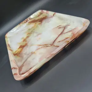 ถาดเสิร์ฟหินอ่อนโอนิกซ์สีขาวทรงสี่เหลี่ยมผืนผ้าถาดหินโอนิกซ์สีเขียว - Product Image 3