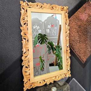 Espejo de Lujo de Diseño Moderno con Madera Natural y Tallado en Madera para Baño, Hotel, Apartamento, Villa, Casa de Campo, Muebles Lixora - Product Image 4