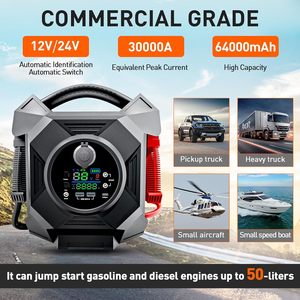 Avviatore di Emergenza Ultra-Potente 300A 12V/24V per Moto e Camion con Luce LED, Schermo Digitale, Antiscintilla - DC/USB per Esterni - Product Image 2