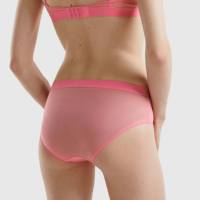 Braguitas de bikini de punto de seda/algodón al por mayor, a la moda, sexys, cómodas, transpirables, de color liso, de talle medio, con nombre de marca personalizado para mujer