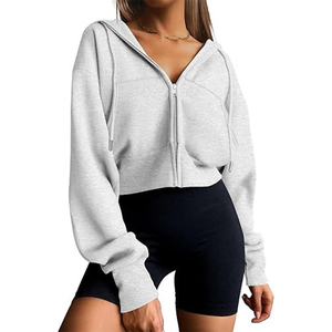 Vente en gros de sweats personnalisés à fermeture éclair, sweats à capuche courts, vestes polaires, pull zippé pour femme, tenues d'automne, vêtements d'hiver - Product Image 1