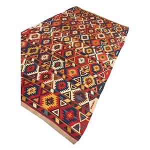 นาเยาบพรมลายเรขาคณิต พรมขนสัตว์ทอแบน สีแดงและสีส้ม พรม 3 มิติสำหรับตกแต่งห้องนั่งเล่นในบ้าน PAEM-814 - Product Image 2