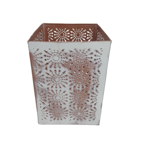 Bougeoir en fer au design moderne, délavé blanc, style classique pour Noël, bougeoir décoratif pour décoration de mariage - Product Image 3