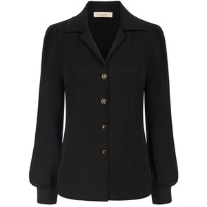 Blusas <span class=keywords><strong>de</strong></span> Lyocell Negras <span class=keywords><strong>de</strong></span> Manga Larga con Botones para <span class=keywords><strong>Mujer</strong></span>, Camisas Casuales <span class=keywords><strong>de</strong></span> Trabajo - Product Image 1