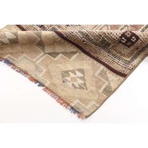 Alfombra Vintage Estilo Runner, Alfombra Turca de 2.7x10.3 pies, Alfombra de Lana a Cuadros Marrón - Product Image 5