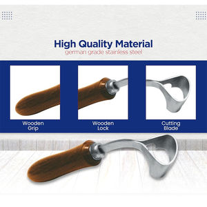 Lame incurvée en acier inoxydable de qualité supérieure avec poignée ronde en bois couteau de coupe de sabot polyvalent main droite - Product Image 3