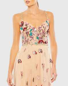 Vestido de noche ajustado con patrón floral Vestido de cena formal con abalorios de hojas para graduación y bodas - Product Image 5