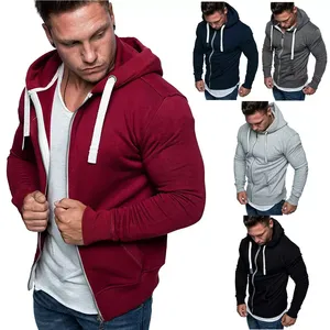 High Quality Unisex 100% Cotton Hoodie Fashion Heavyweight Zipper Hoodie with Solid Pattern Logo Casual Mens Blank Zipper Hoodie - Product Image 1