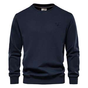 Sudadera con logo personalizado unisex, cuello redondo liso en relieve, de algodón, de gran tamaño - Product Image 1